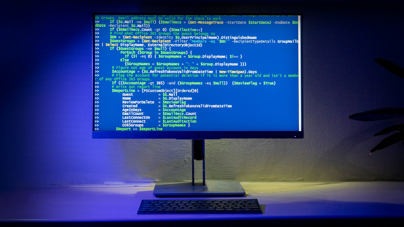 A computer screen displaying code on a desktop