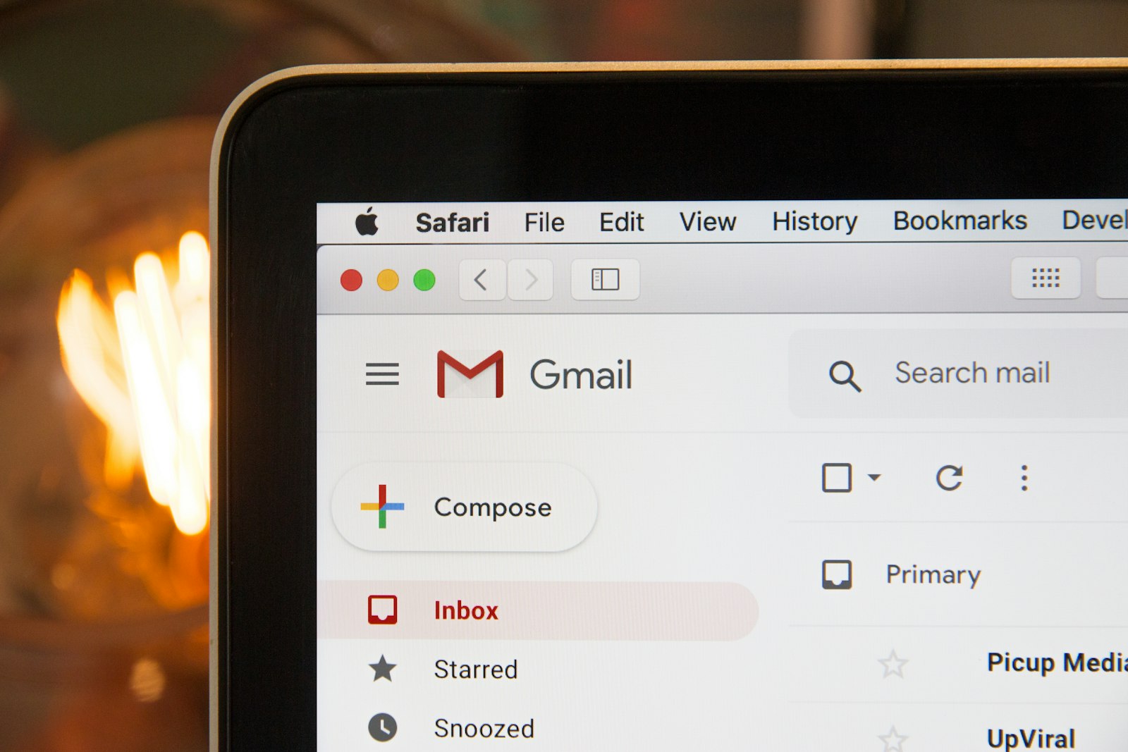 A black laptop on a desk, representing a founder setting up email authentication for a startup domain