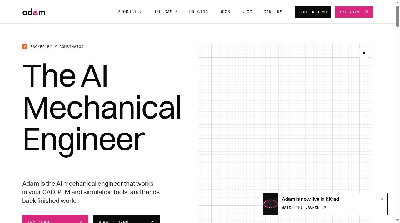 Adam website screenshot