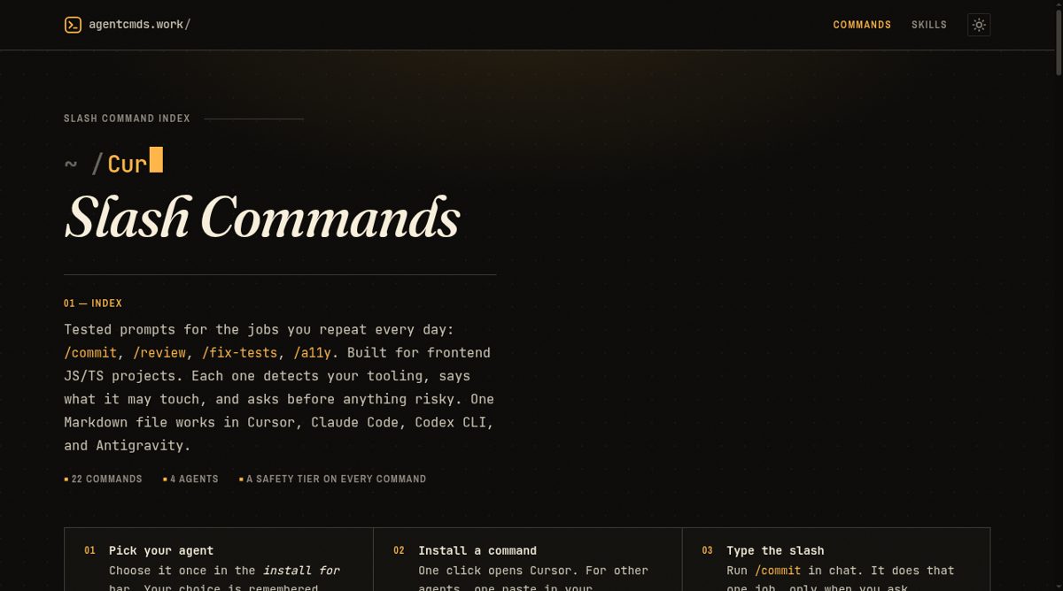 AgentCmds website screenshot