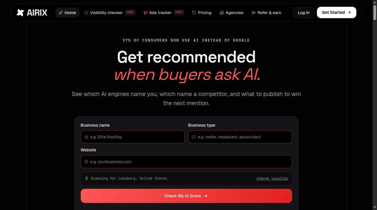 AIRIX website screenshot