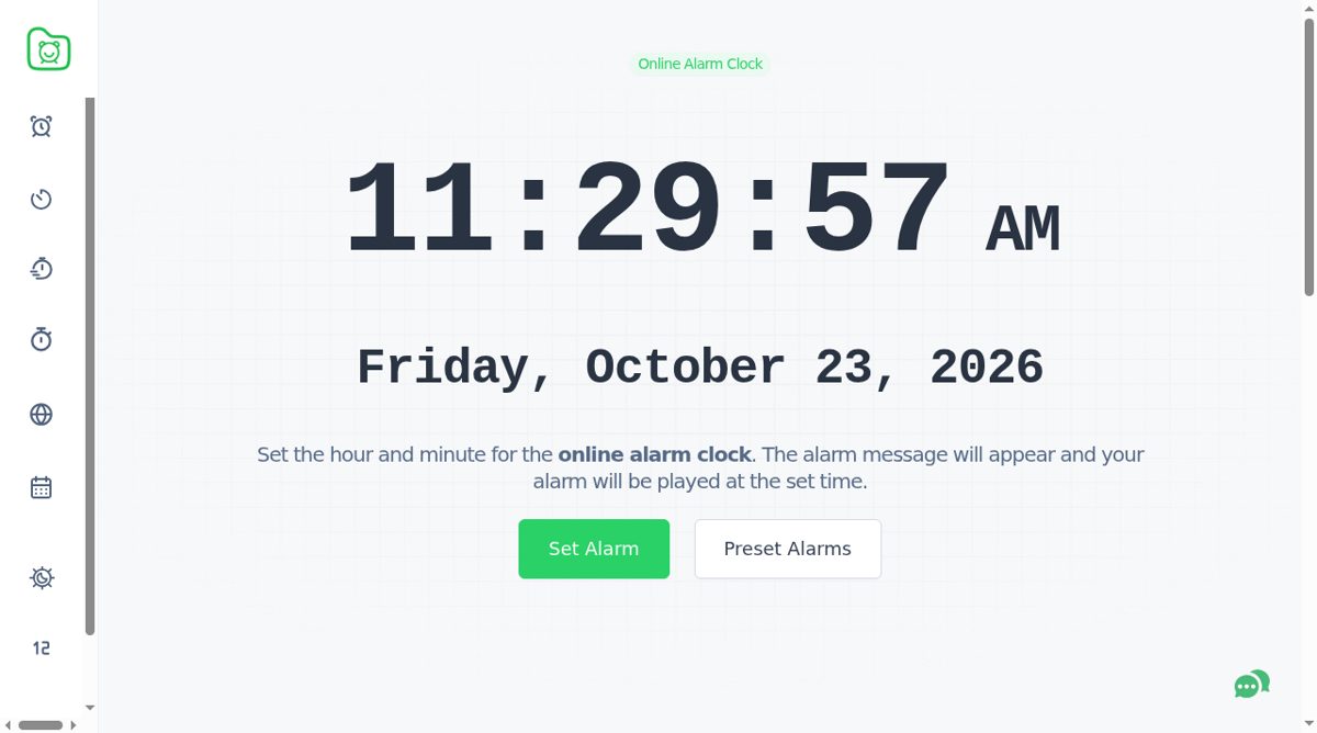 Alarm Clock Tab website screenshot