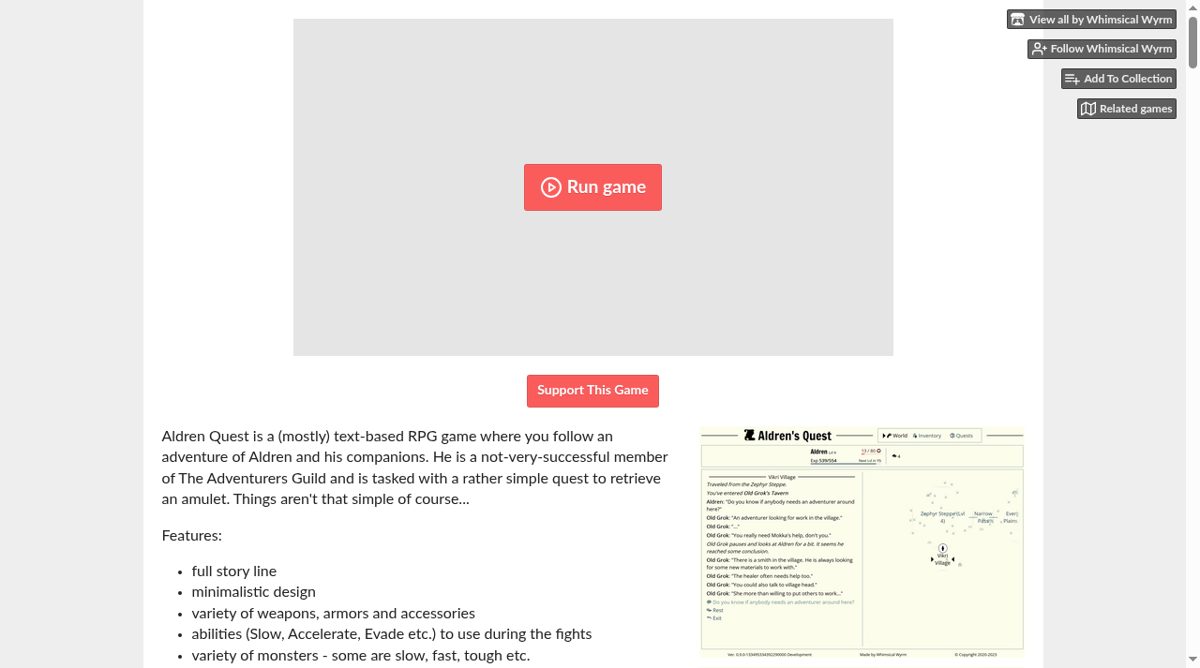 Aldren's Quest website screenshot