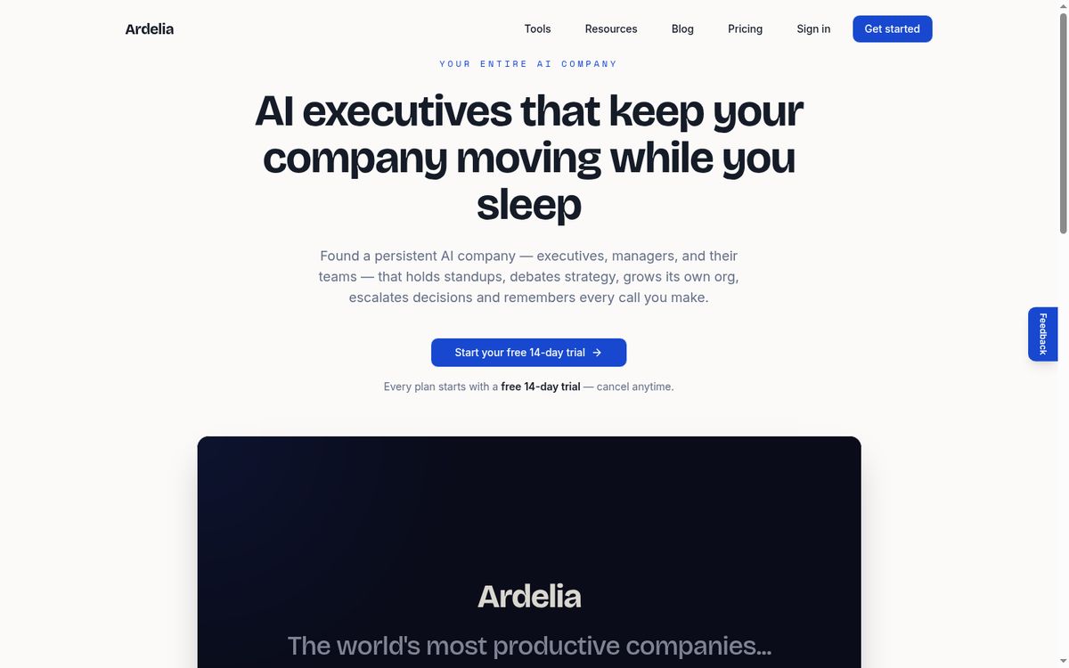 Ardelia website screenshot