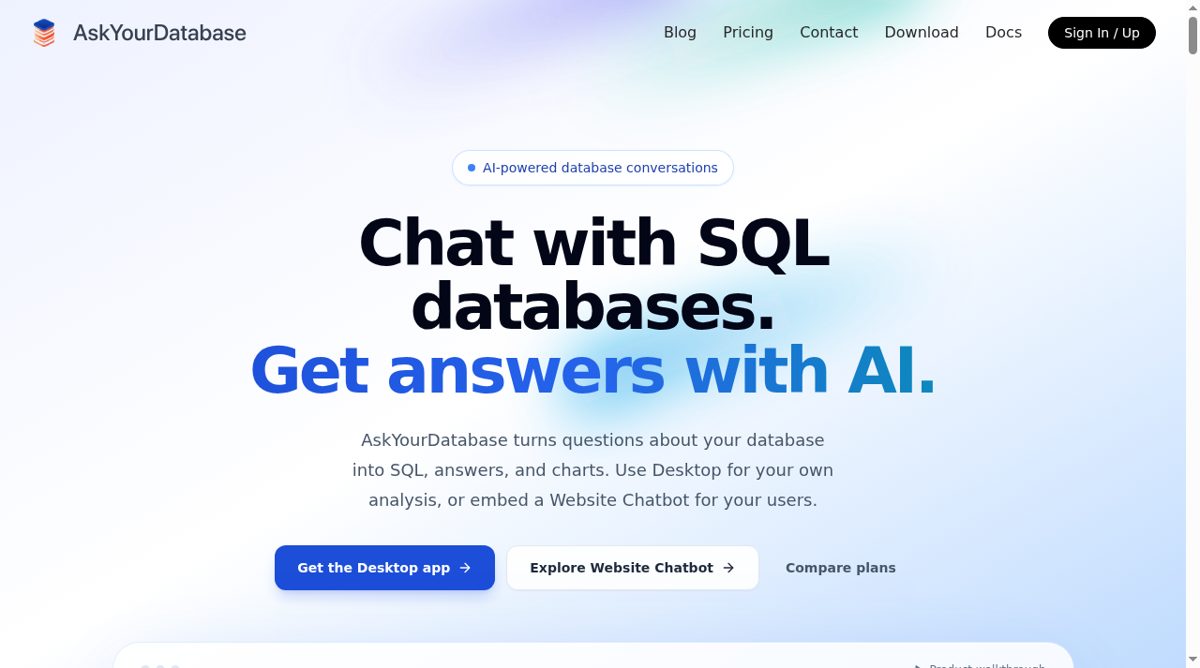 AskYourDatabase website screenshot