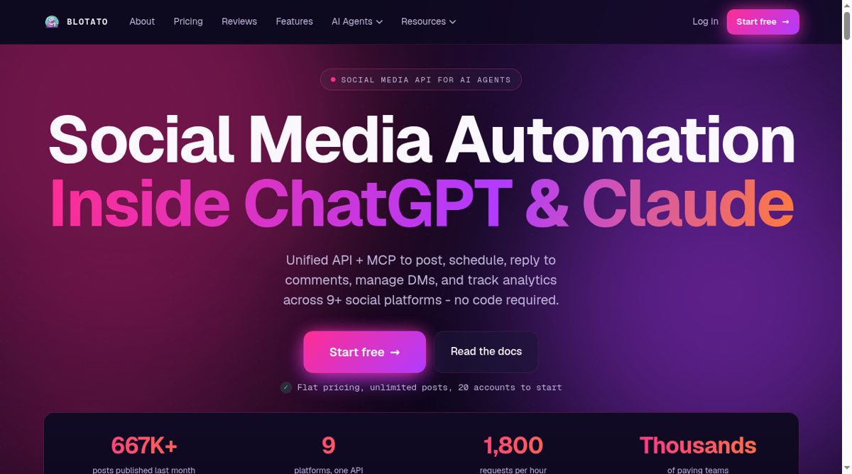 Blotato website screenshot