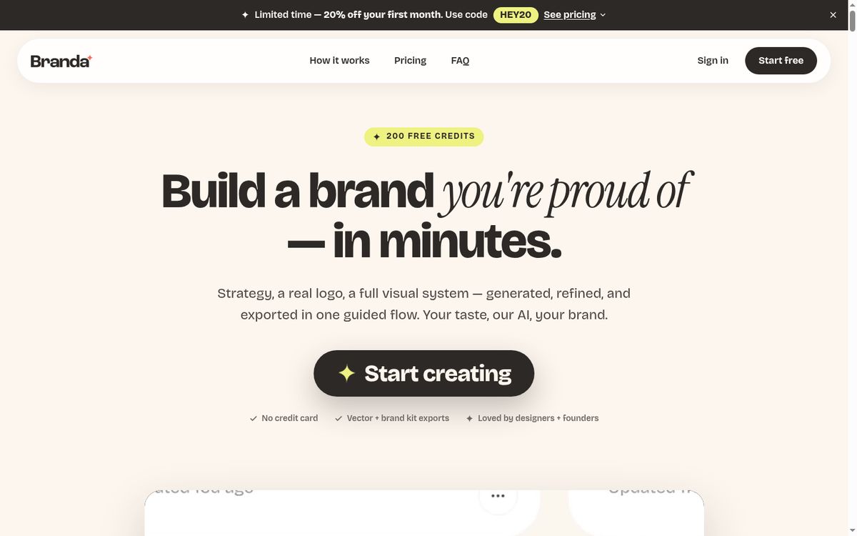Branda website screenshot