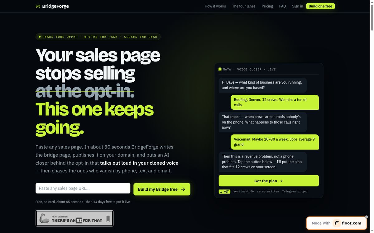 BridgeForge website screenshot