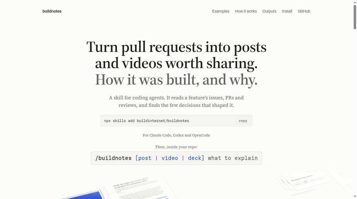 buildnotes website screenshot