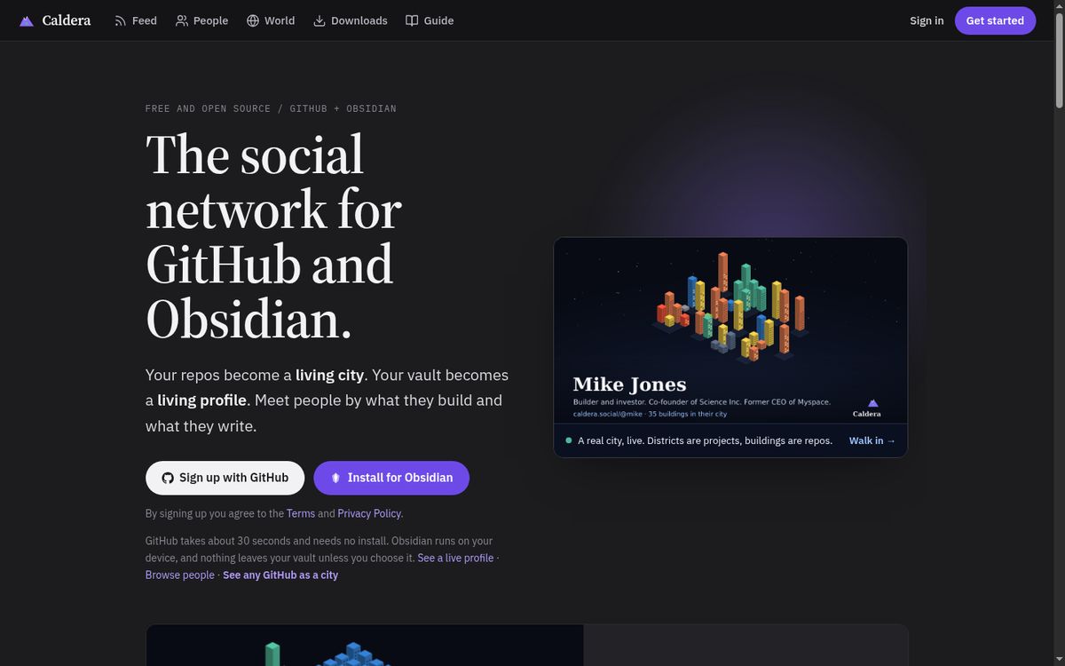 Caldera website screenshot