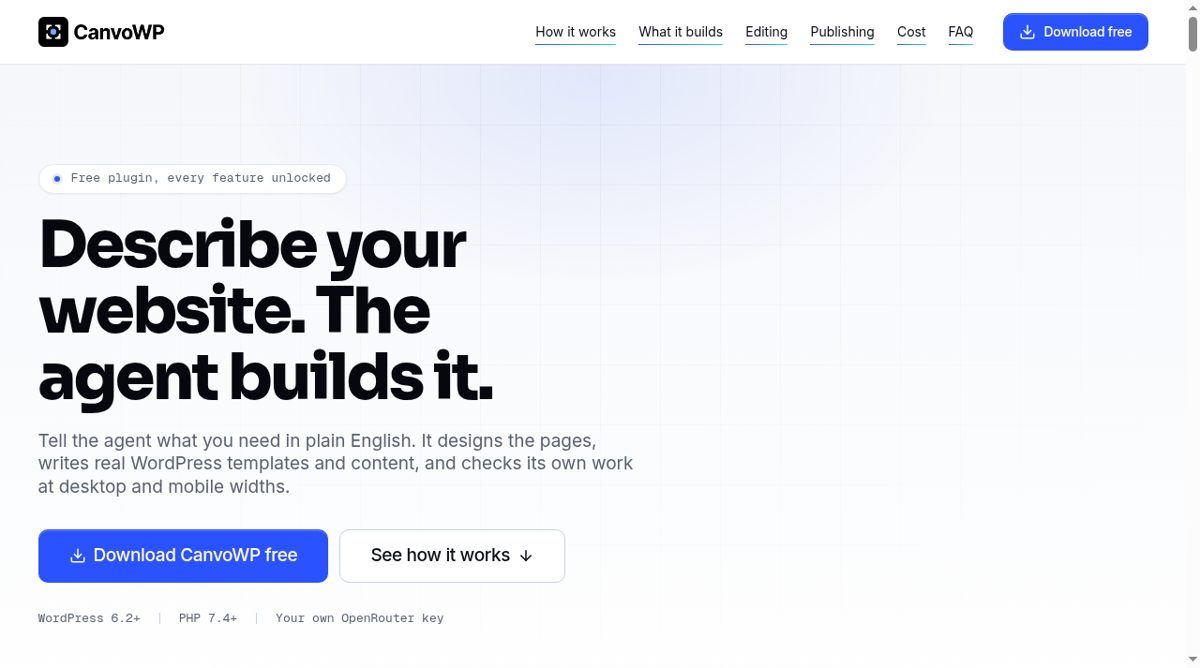 CanvoWP website screenshot