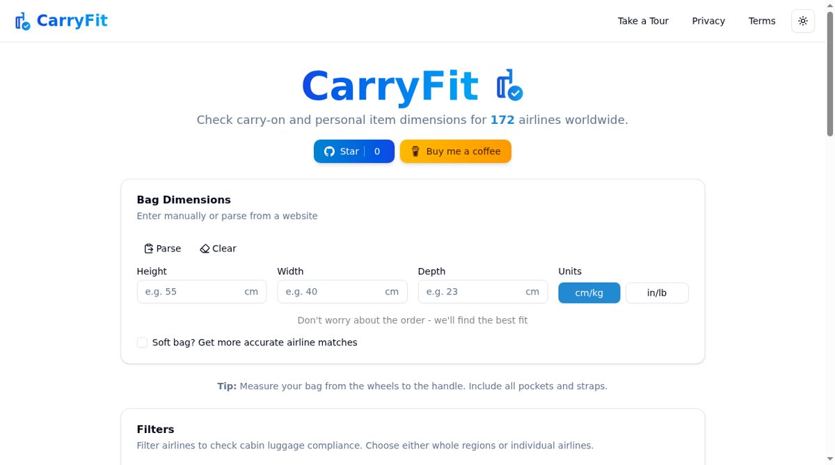 CarryFit website screenshot