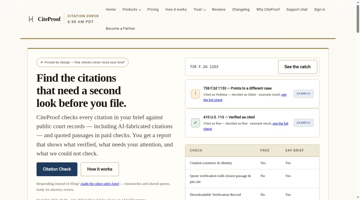 CiteProof website screenshot