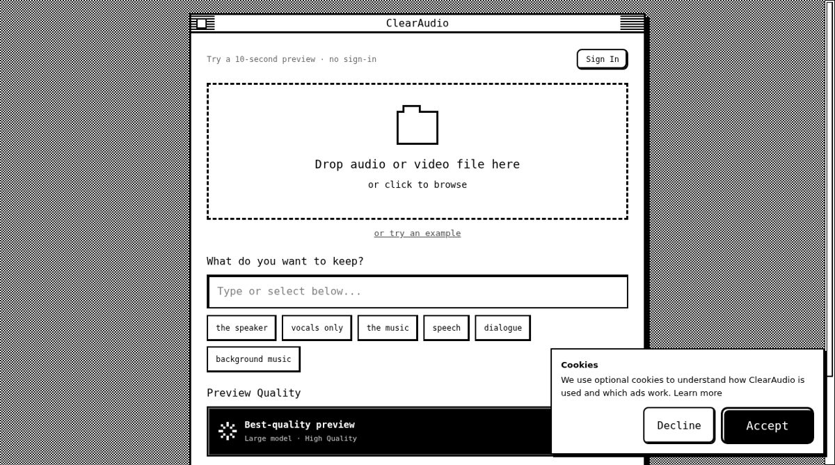 ClearAudio website screenshot