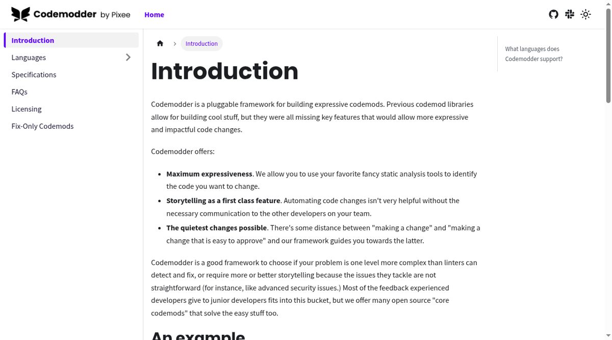 Codemodder website screenshot