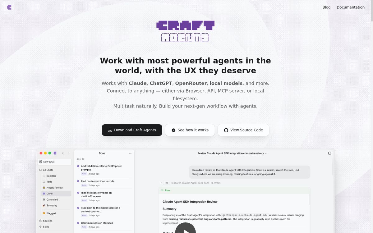 Craft Agents website screenshot