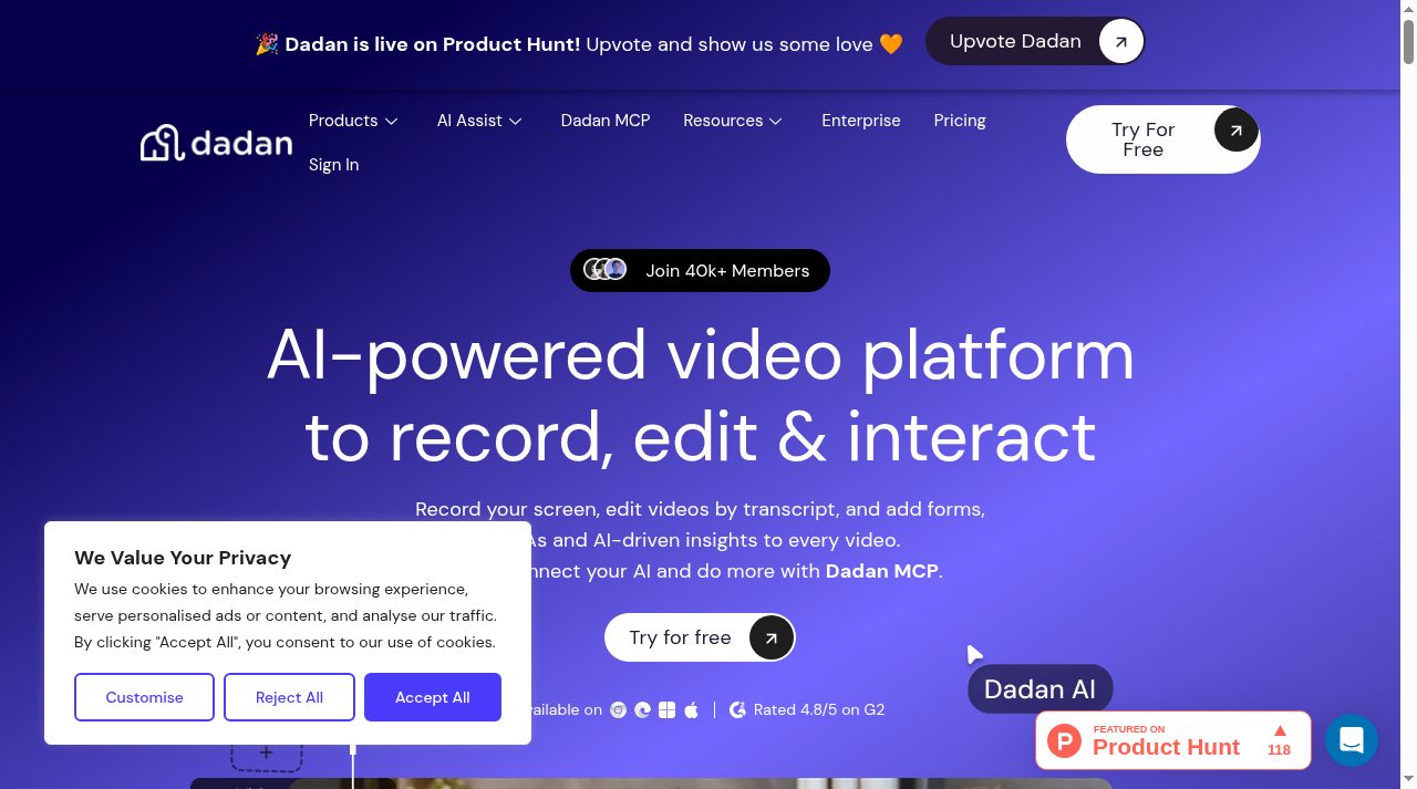 Dadan website screenshot
