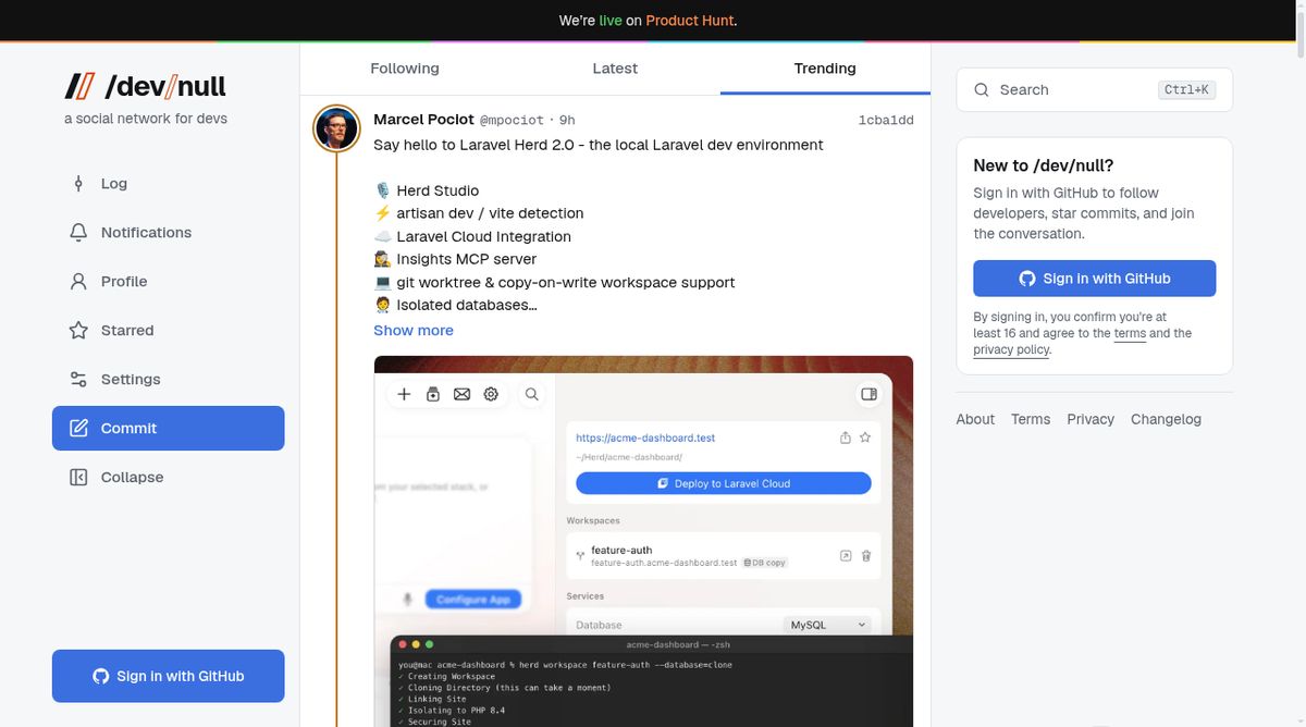 /dev/null website screenshot
