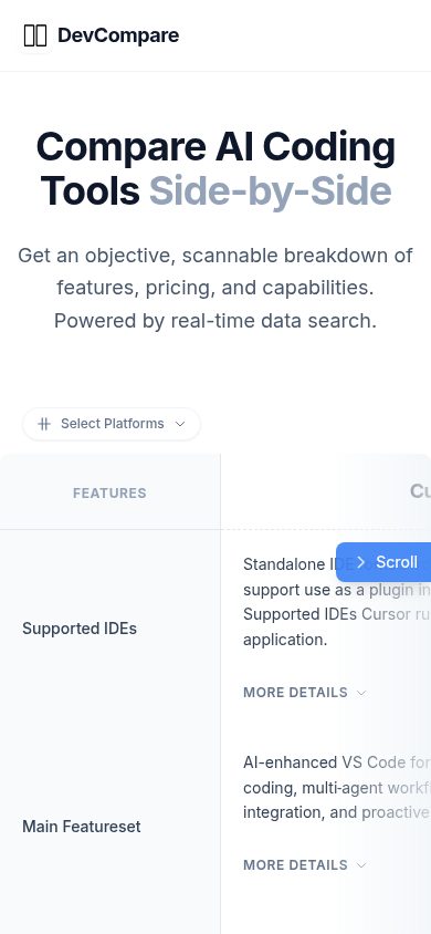 DevCompare website screenshot