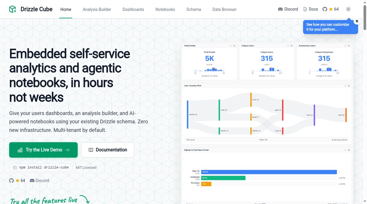 Drizzle Cube website screenshot