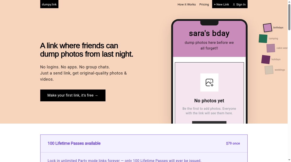 dumpy.link website screenshot