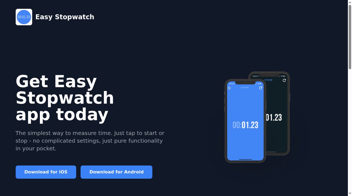 Easy Stopwatch website screenshot