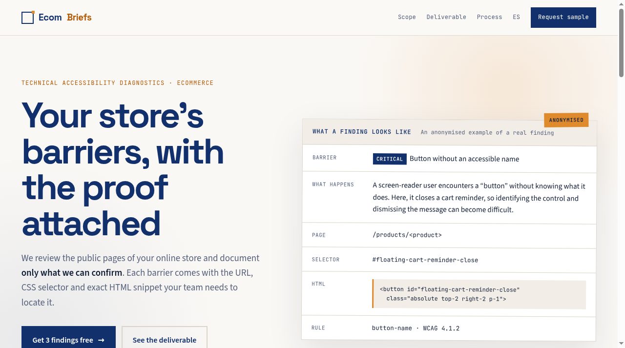 EcomBriefs website screenshot