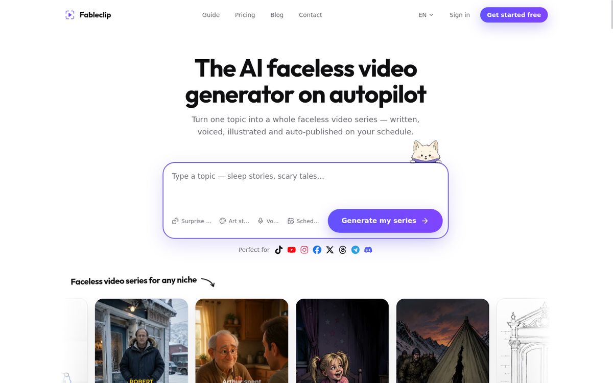 Fableclip website screenshot