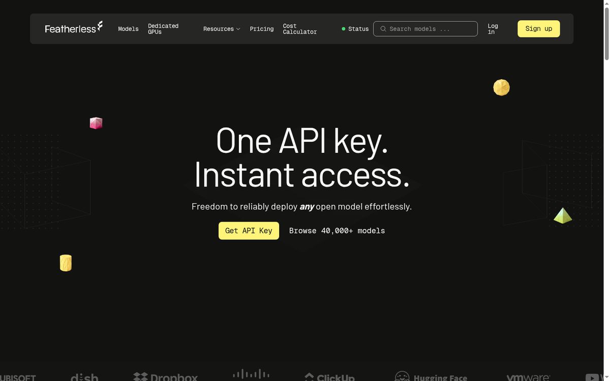 Featherless - Managed OpenClaw website screenshot