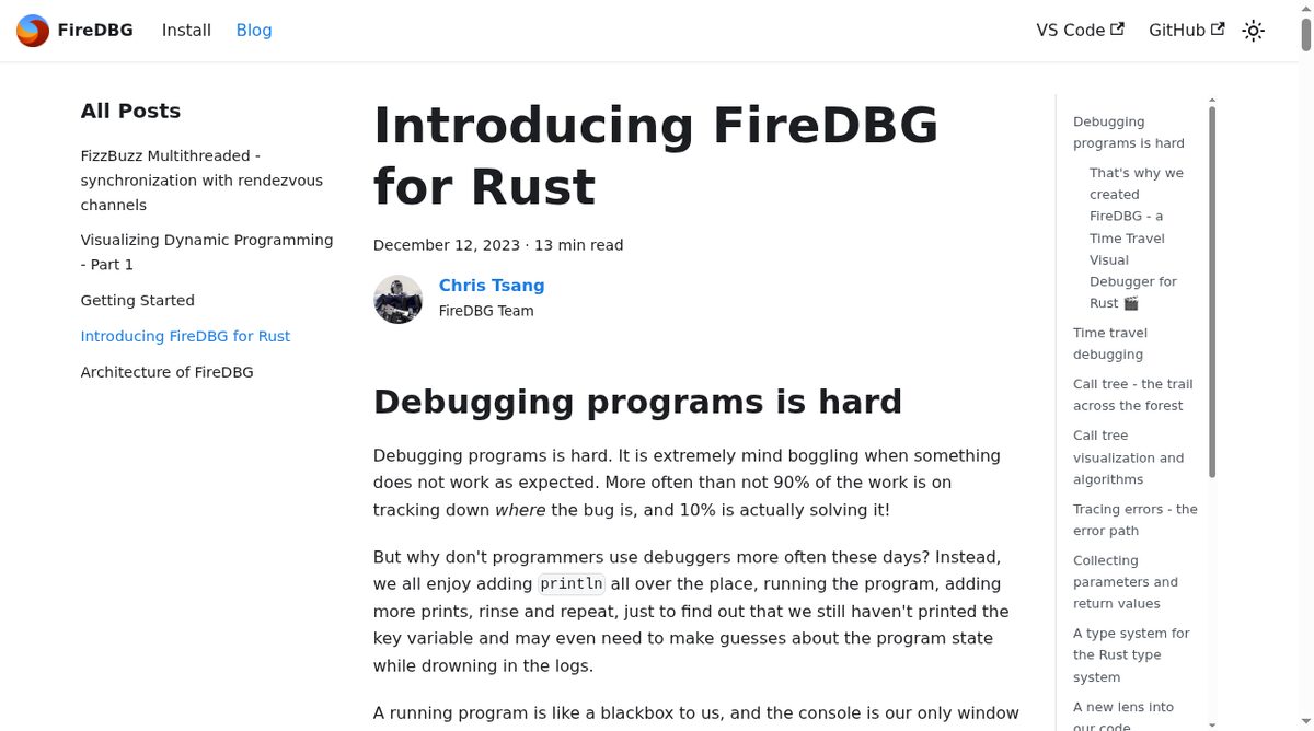 FireDBG website screenshot