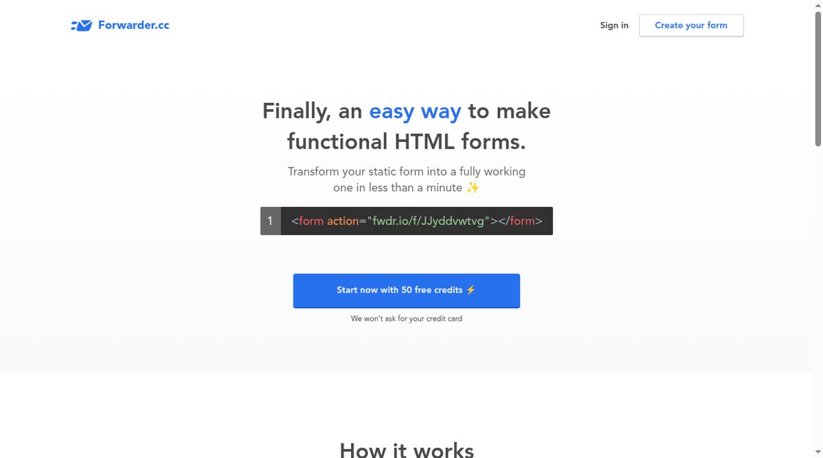 Forwarder.cc website screenshot