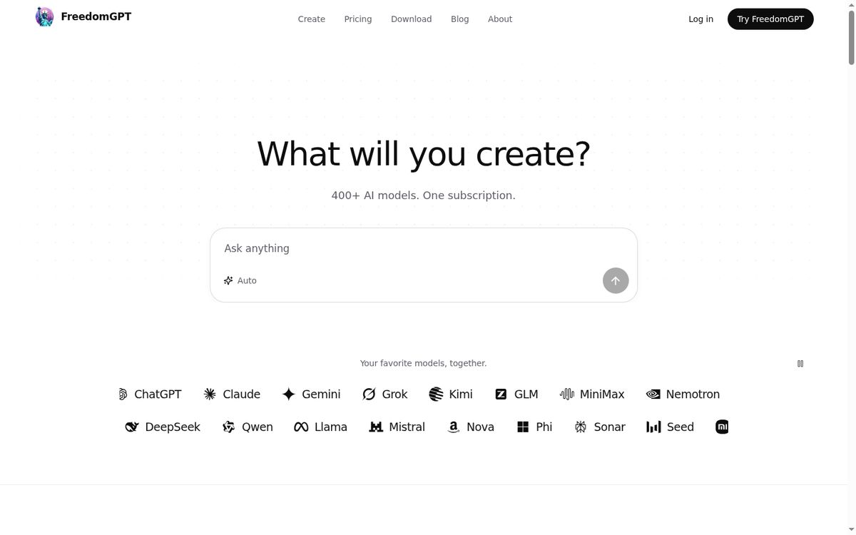 FreedomGPT website screenshot