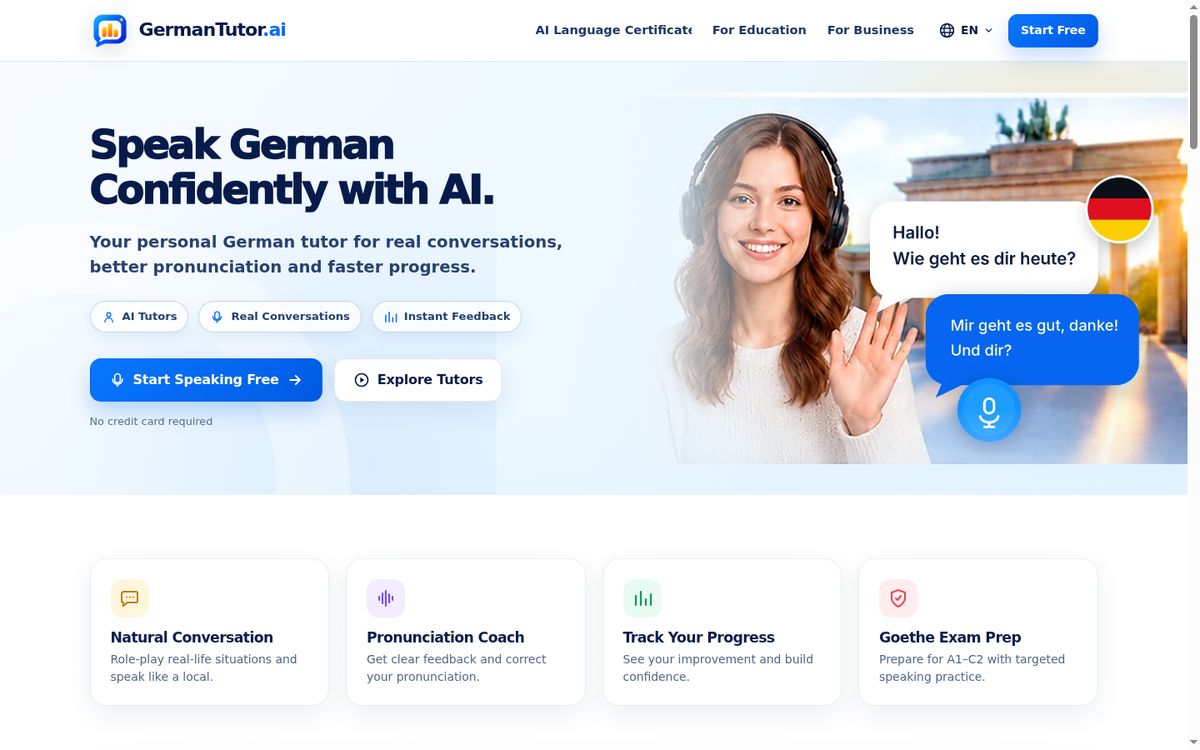 GermanTutor.ai website screenshot