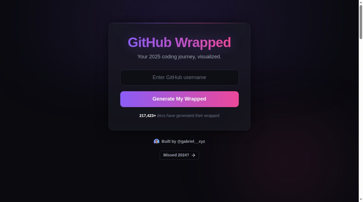 GitHub Wrapped website screenshot