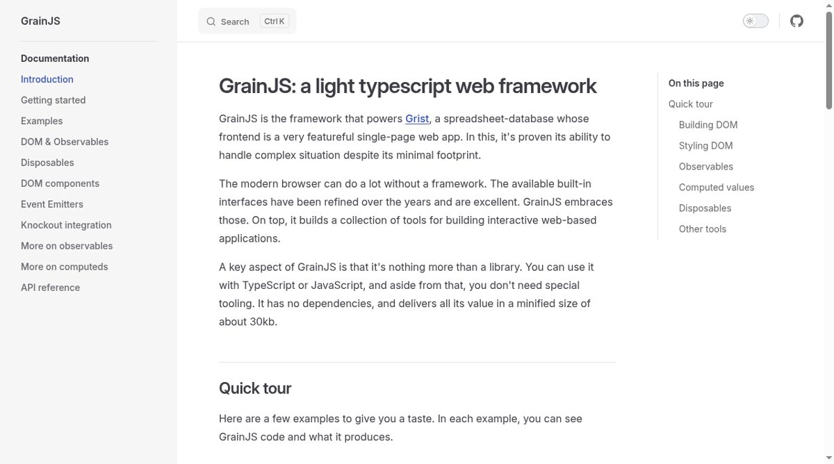 GrainJS website screenshot