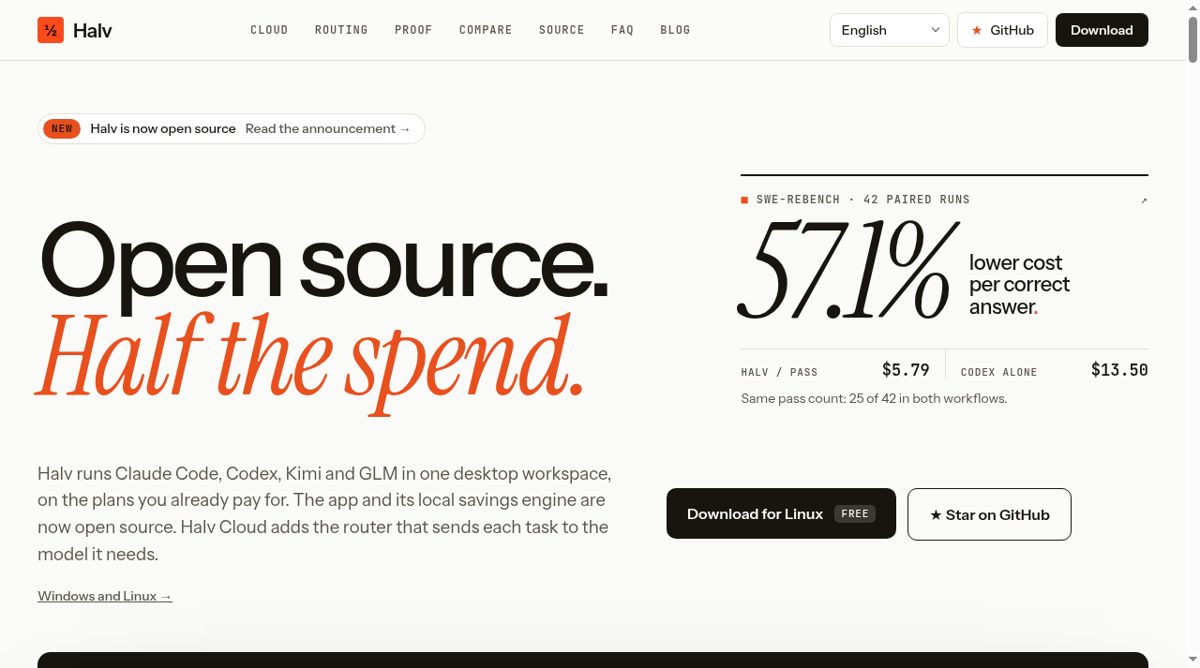 Halv website screenshot