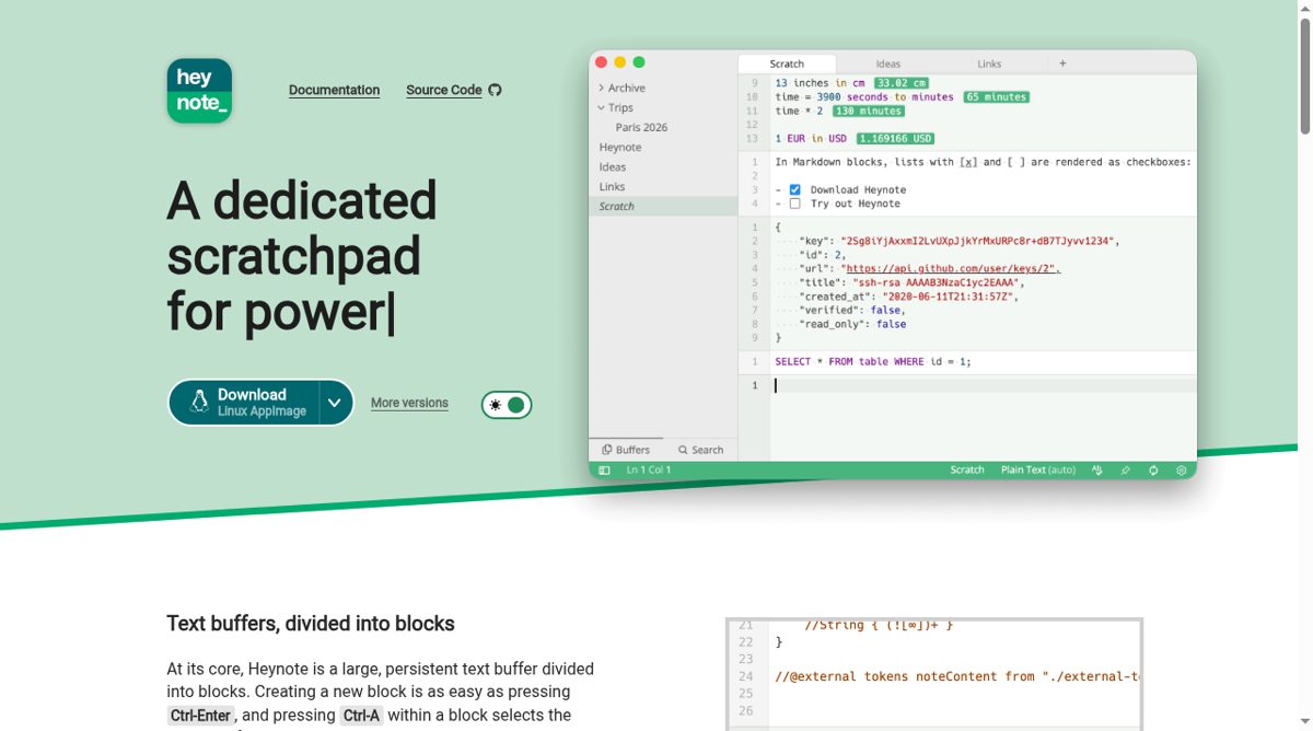 Heynote website screenshot