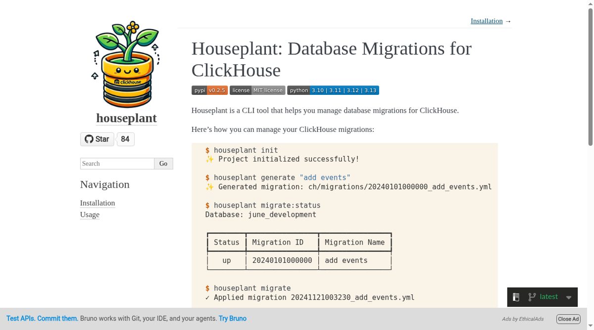 Houseplant website screenshot