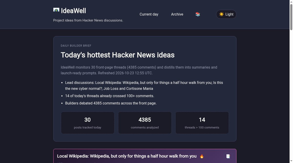 IdeaWell website screenshot