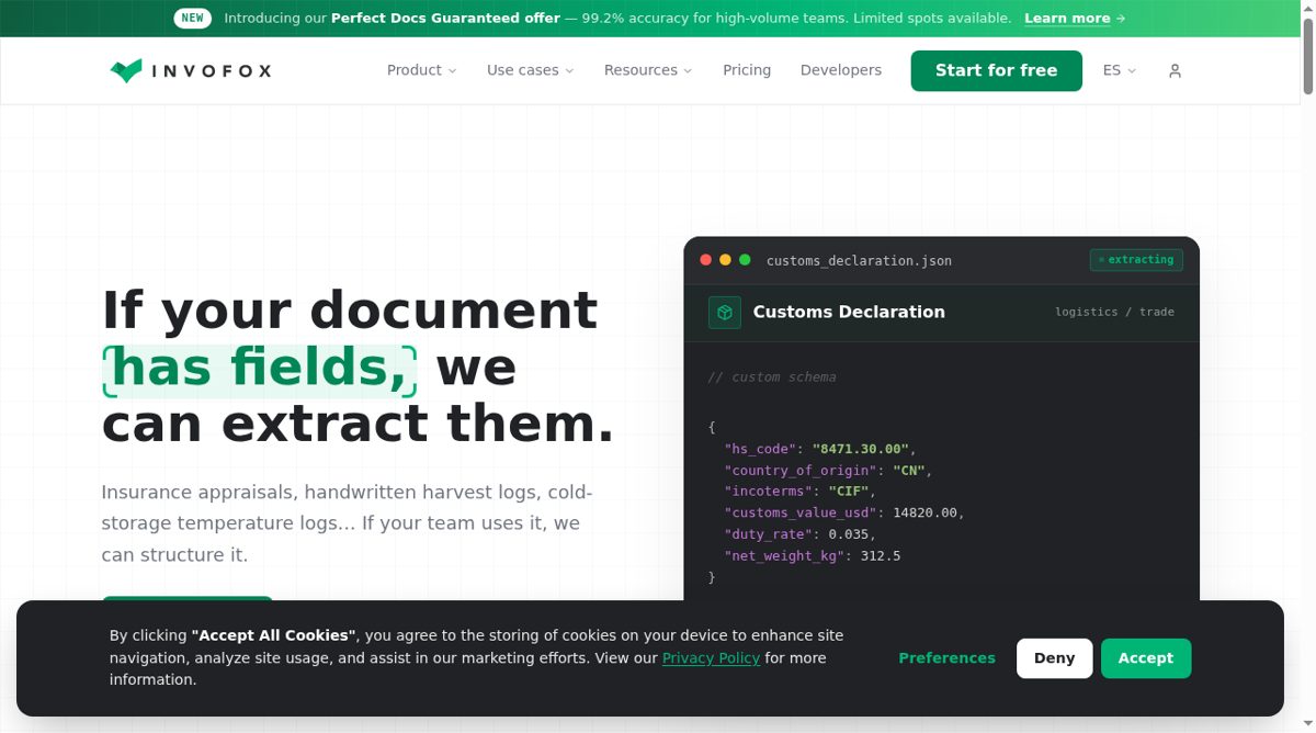 Invofox website screenshot