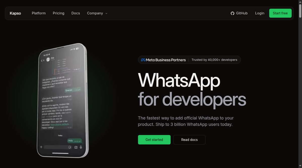 Kapso website screenshot