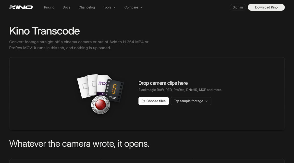 Kino Transcode website screenshot