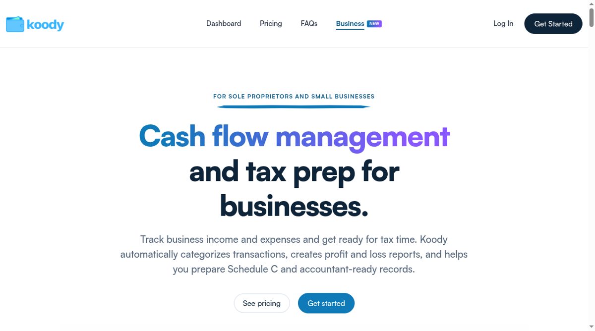 Koody for Business website screenshot