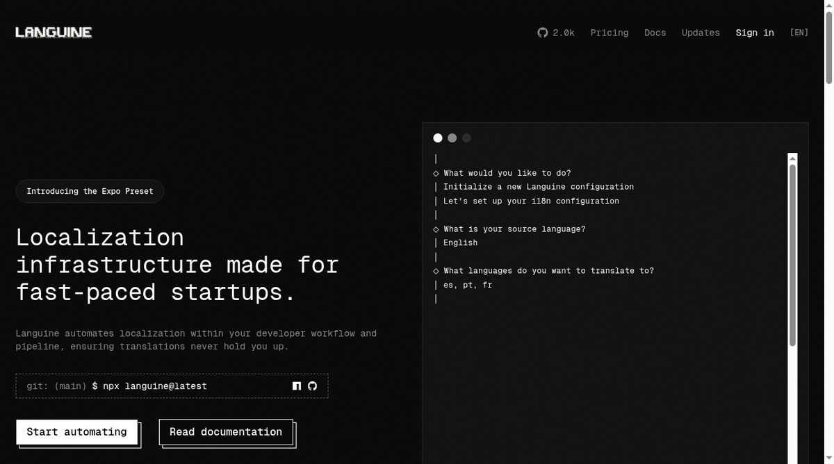 Languine website screenshot