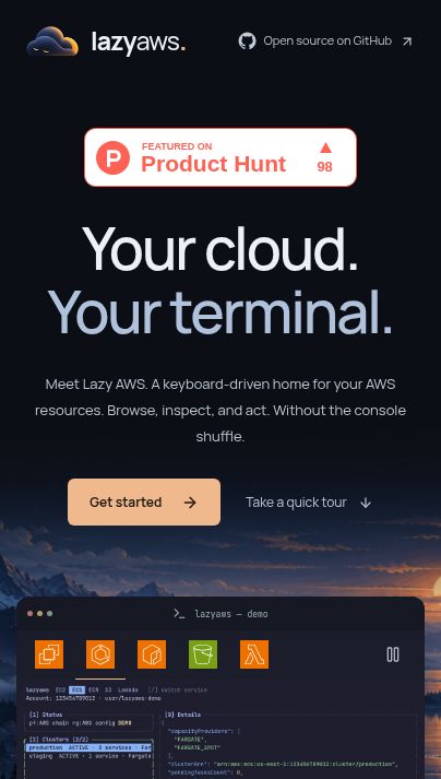 Lazy AWS website screenshot