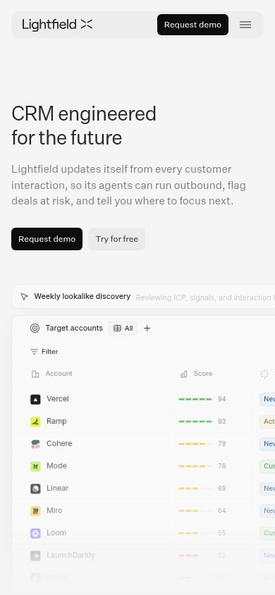 Lightfield website screenshot