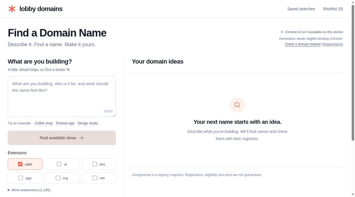 Lobby Domains website screenshot