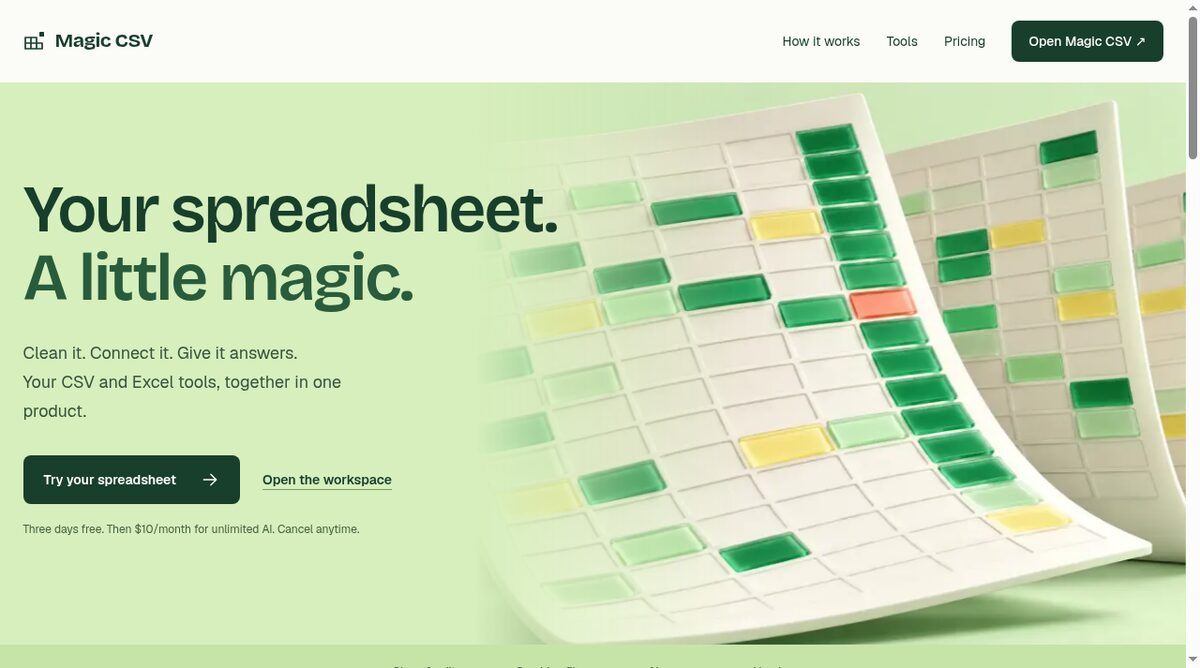 Magic CSV website screenshot