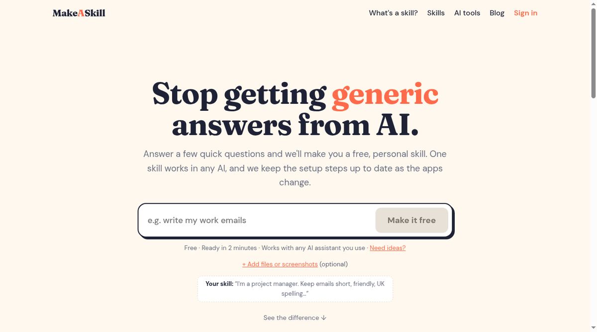 MakeASkill website screenshot