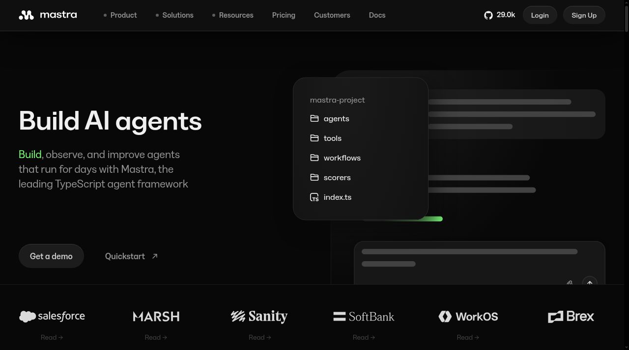 Mastra website screenshot